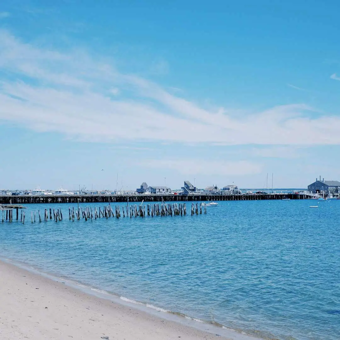 Image of a pier and beach in Cape Cod